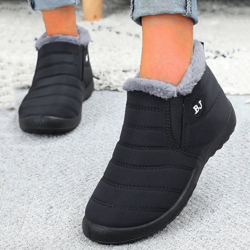 Women Boots Snow Fur Women Shoes Platform Slip On New Shoes Woman Ankle Boots Waterproof Flat Botas Mujer Winter Boot Female