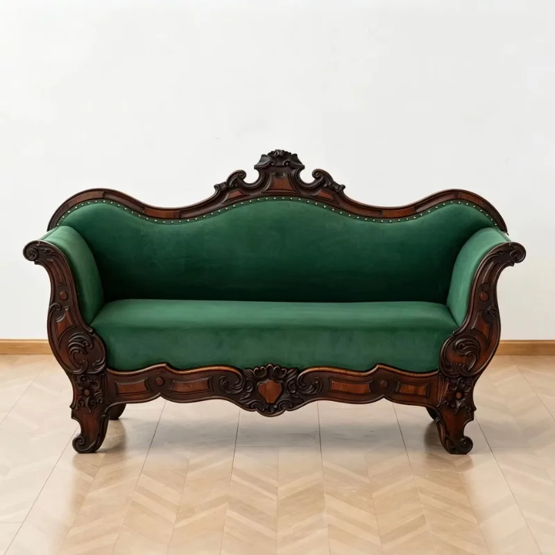 French retro old money style hand-carved niche creative design art sofa