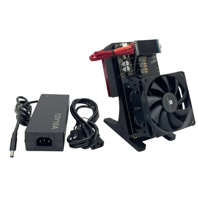 2025 Nerdaxe NerdQaxe ++ 4.8TH/s BTC Miner 4×BM1370 ASIC جهاز تعدين بيتكوين مفتوح المصدر مع PSU | طبعة المروحة باللون العنابي #4