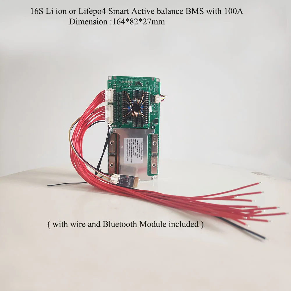 

16S li ion 60V or 48V Lifepo4 active balance smart bms with 100A and 5A equalizing current
