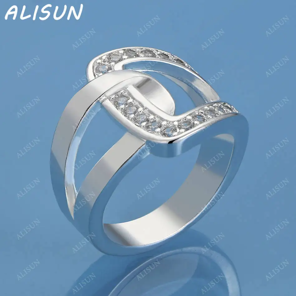 

ALISUN 925 Sterling Silver Zircons Ring For Women Fashion Jewelry Vintage Grace Charm Noble Party Birthday Gifts