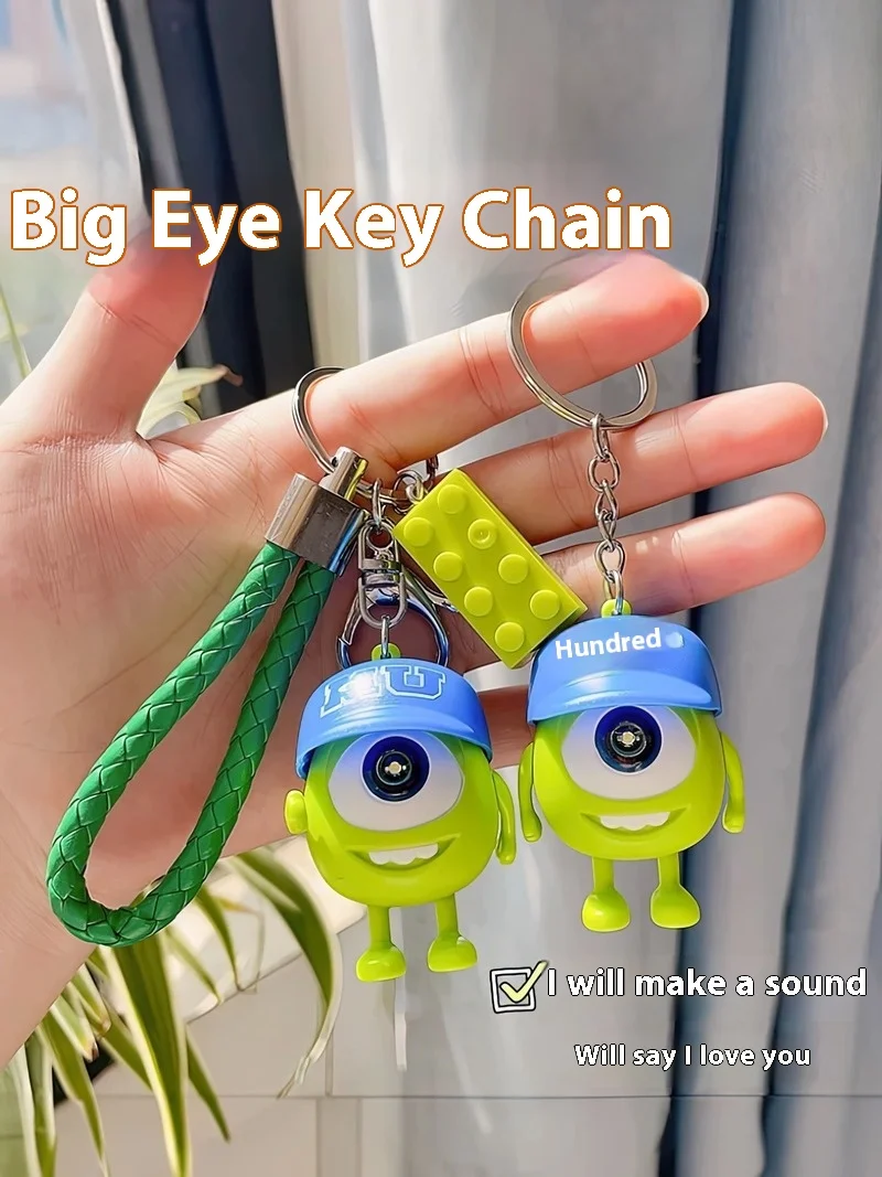 2024 NEW Disney Lilo & Stitch Strawberry Bear Big Eyes Will Say iloveyou Keychain Pendant Speaks Out Eyes Glow