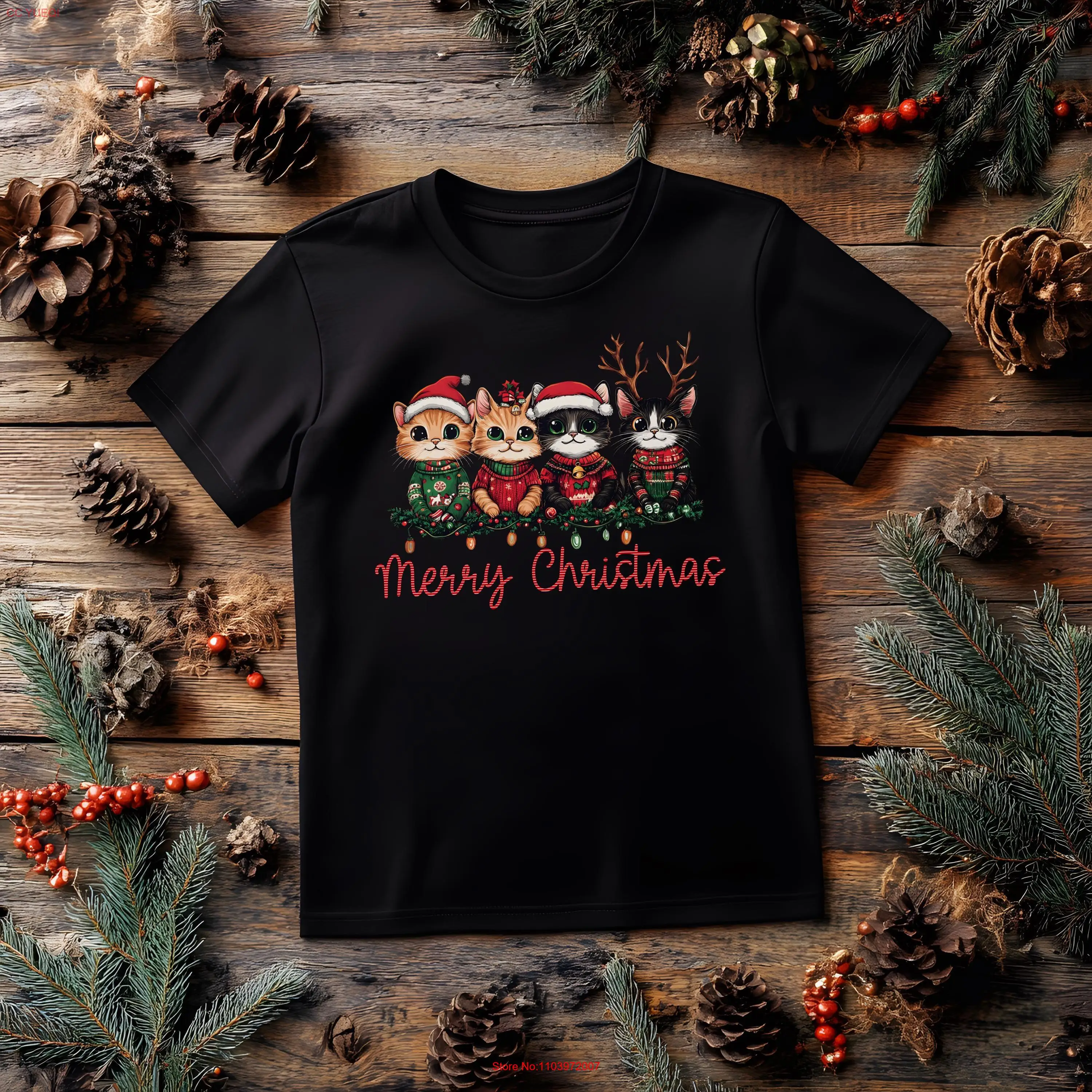 Рождественская футболка с изображением кота и Merry Perfect для влюбленных с длинными или короткими рукавами