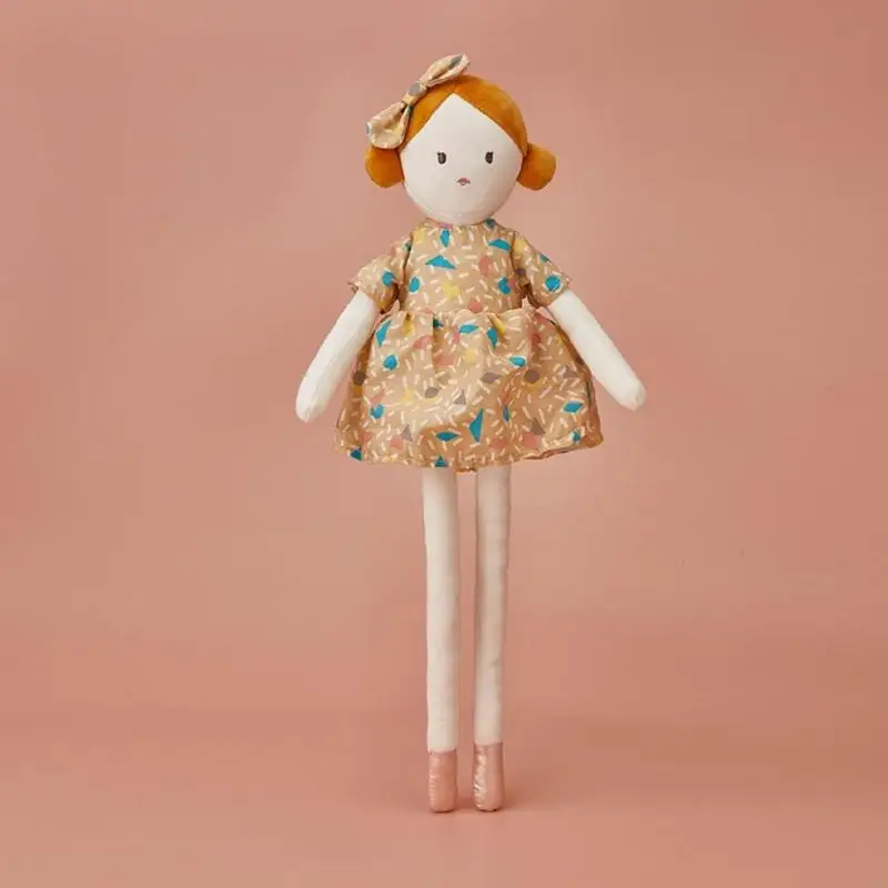 

4XBD Stuffed Plush Girl Soft Cuddly Toy with Floral Dress Floppy Arms and Legs