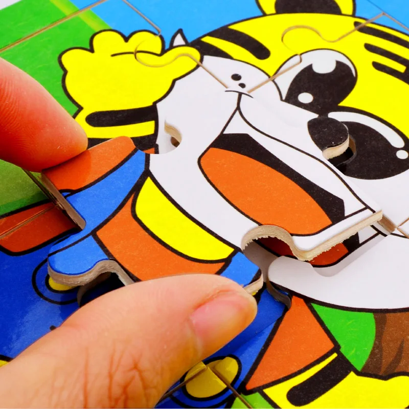 Nuovi 9 pezzi bambino giocattoli educativi Montessori puzzle 3D in legno veicolo animale cartone animato gioco di puzzle per bambini che imparano in età prescolare