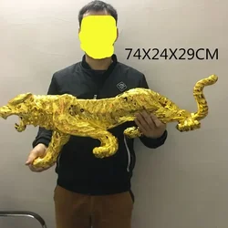 Modern Abstract Gold Panther Sculpture Geometric Resin Tiger Statue Wildlife Decor Gift Craft Ornament Accessories Furnishing