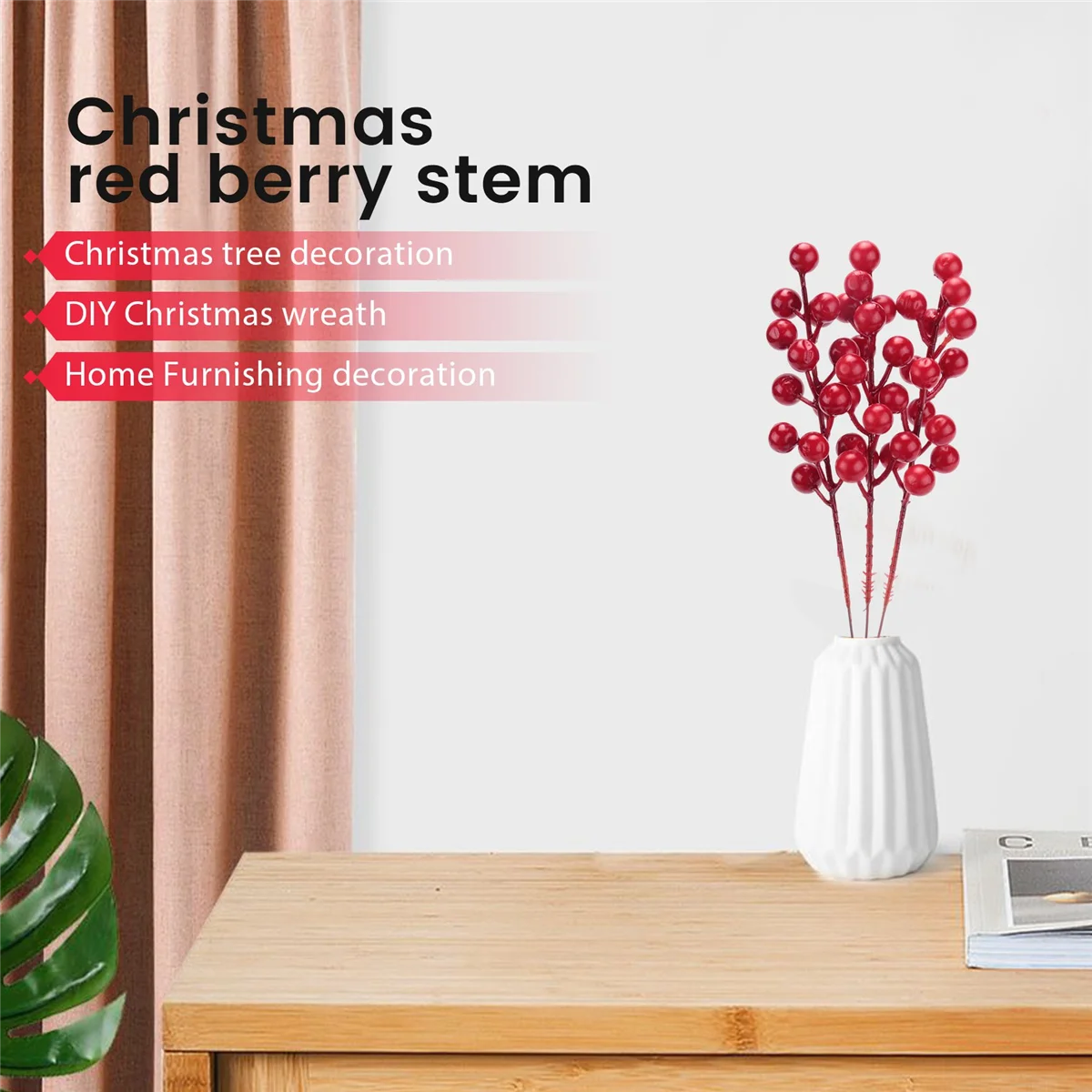 

20 Pack 8inch Artificial Christmas Red Berries Stems for Christmas Tree Ornaments,DIY Xmas Wreath,Holiday and Home Decor Y