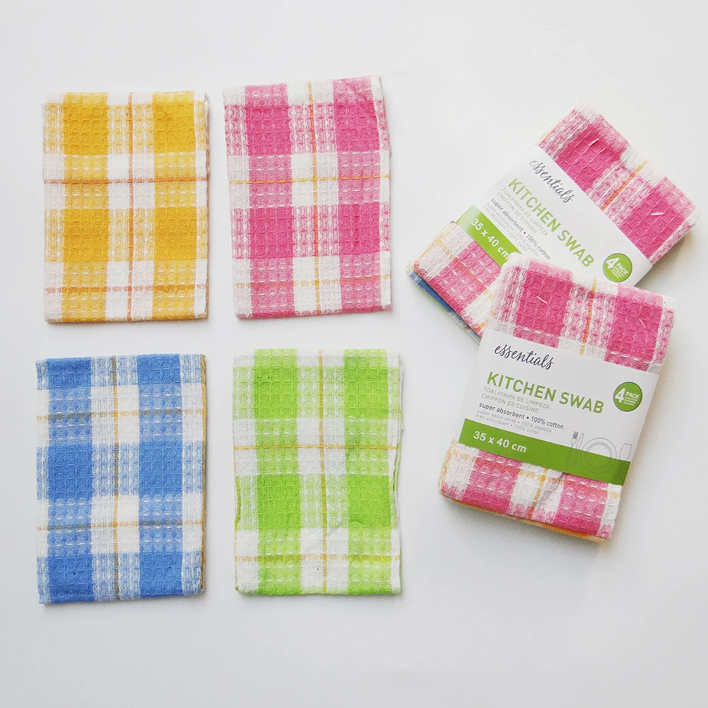 

4pc Dish Cloths For Kitchen Absorbent Oil Non-Stick High Water Absorption Durable Multipurpose Cleaning Cloth For Windows Doors