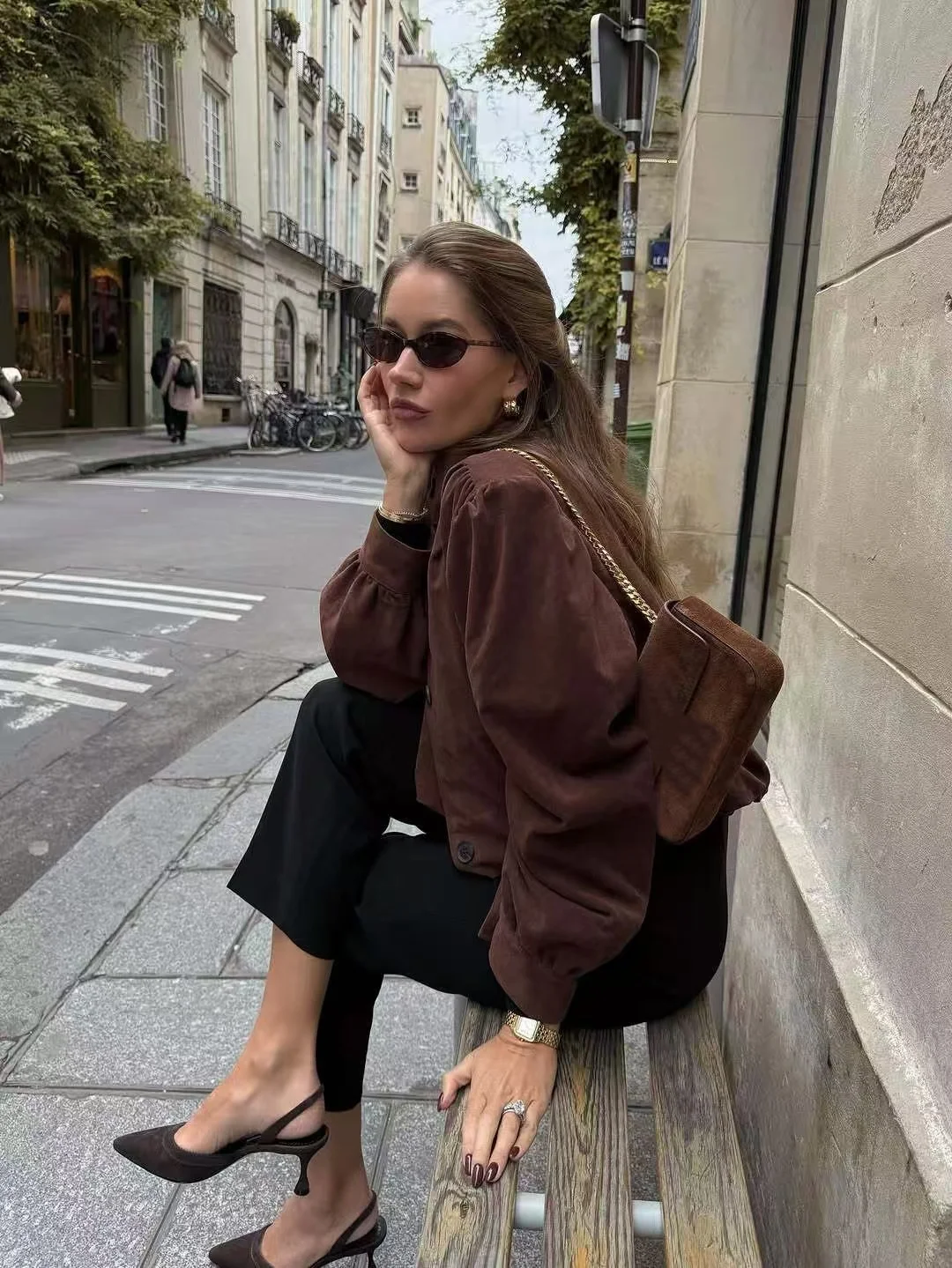 

Retro Loose Casual Long Sve Deer Skin Velvet oulder Padded Jaet ort Outerwear Versatile Youth Sle Commute Faion