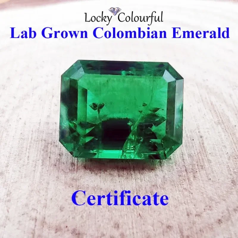 Lab Grown Columbian Emeralds Top Quality Charms Emerald Cut Selectable AGL Certificate for DIY Jewelry Making Necklace Materials