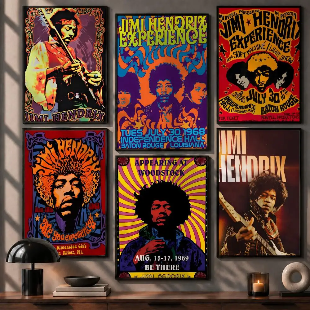 Legendary Band The Jimi Hendrix Experience Poster No Glue Residue Self-Adhesive Art Poster Wall Decor for Bedroom Living Room