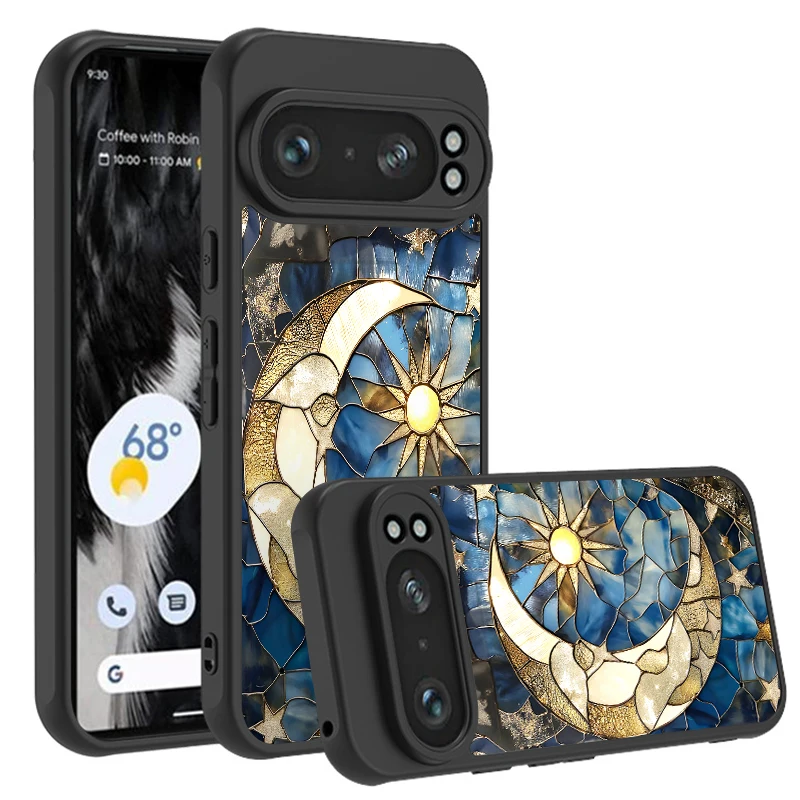 Magnetic Case For Google Pixel 10 8 7 Pro Pixel 9 10 Pro XL 9A 8A 7A For Magsafe Retro Moon Star Pattern Hard Matte Phone Cover view 2