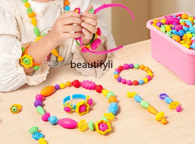 Kinderarmband handgemaakt doe-het-zelf materiaal popkraal meisje 3-6 cadeau threading kraal speelgoed