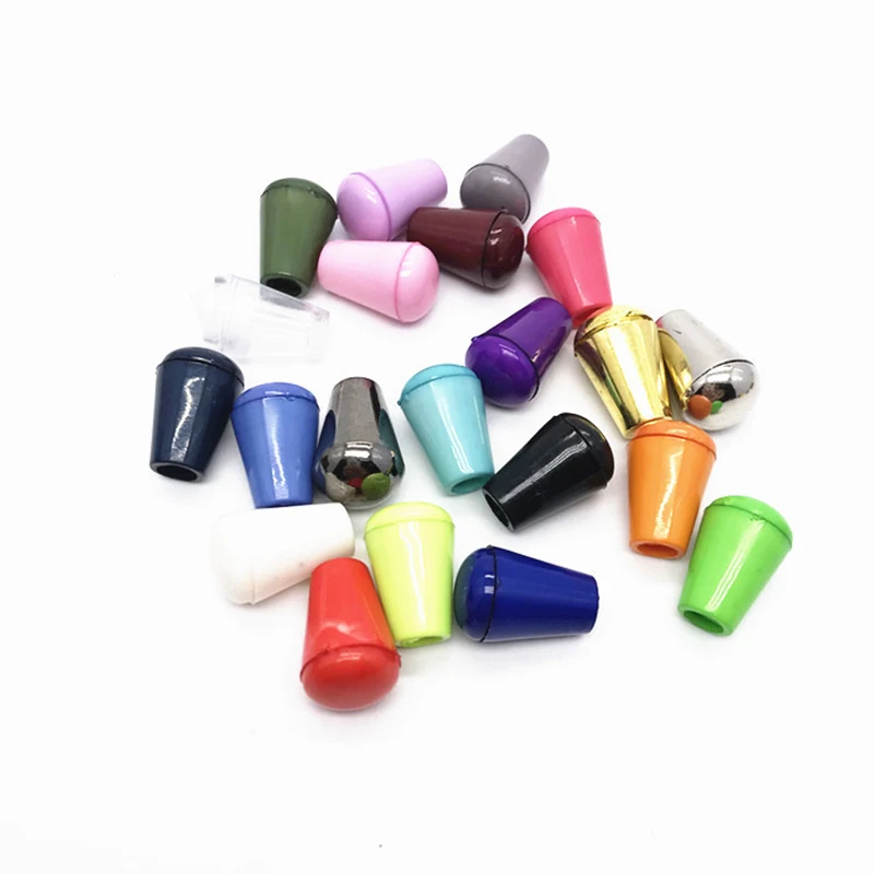 20pcs Colorful Plastic Cord Ends Bell Stopper With Lid Lock Toggle Clip Paracord Clothes Bag Sportswear Shoelace Rope Parts