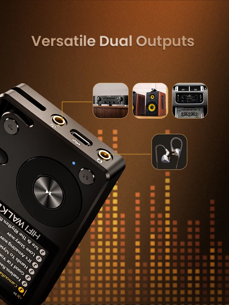 HiFi Walker H2 DAP Musikplayer, MP3 Native DSD128, 64GB bis 512GB, ESS DAC-Chip, USB-DAC, Verlustfreier 2-Wege-Bluetooth LDAC – Detail 7