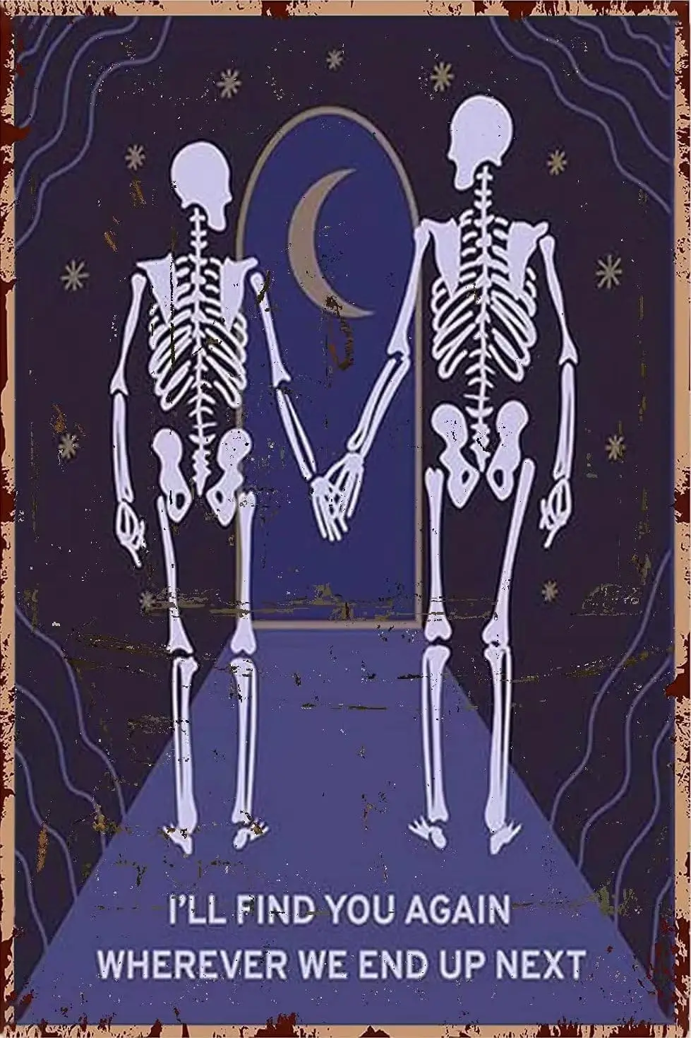 Skeleton Couple Wall Art Canvas Framed I'll Find You Again Wherever We End Up Next Modern Print Posters Vintage Canvas Paint