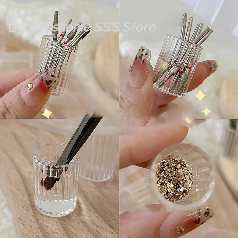 【S】1pc Nail Cup Crystal Cup Acrylic Liquid Bowl Holder Wash Nail Pen Dish Dappen Manicure Tool