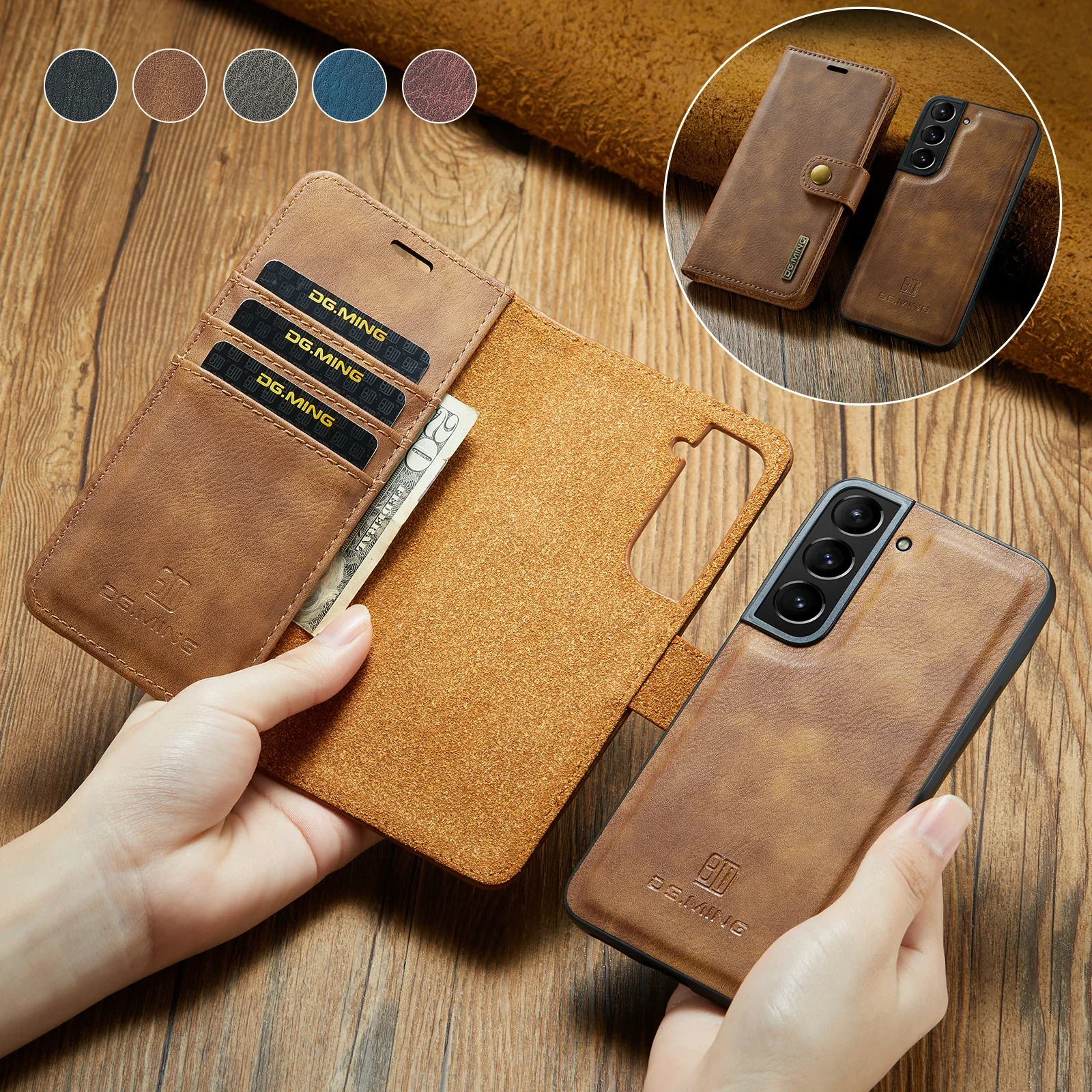 2 in 1 Detachable Cards Solt Magnetic Wallet Leather Case for Samsung Galaxy A54 A14 A34 A24 S23 Ultra S22 S21 FE A23 A52 Cover