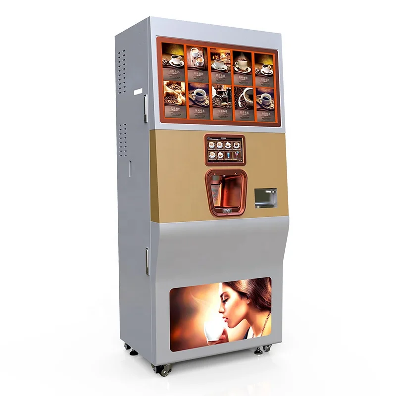 High quality QR code payment freshly ground coffee vending machine