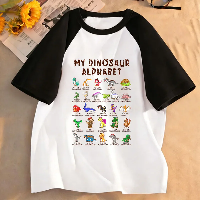 90s T-Shirt Funny Animal Dinosaur Printed T Shirt Girls' Summer Manga Short Sleeve Tops T-Shirts Cute Boys Clothing