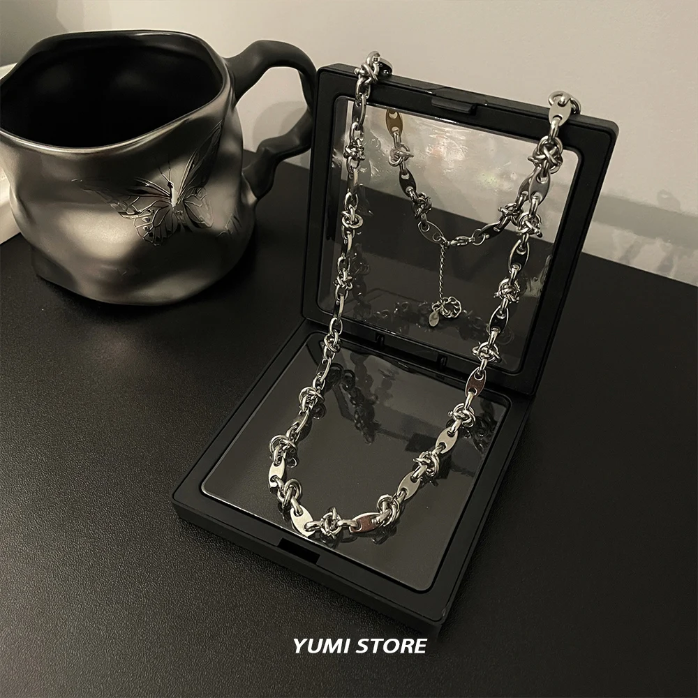 Hip Hop Stainless Steel Splicing Necklace for Man Woman Punk Clavicle Sweater Chain Luxury Unisex Jewelry Accessories Wholesae