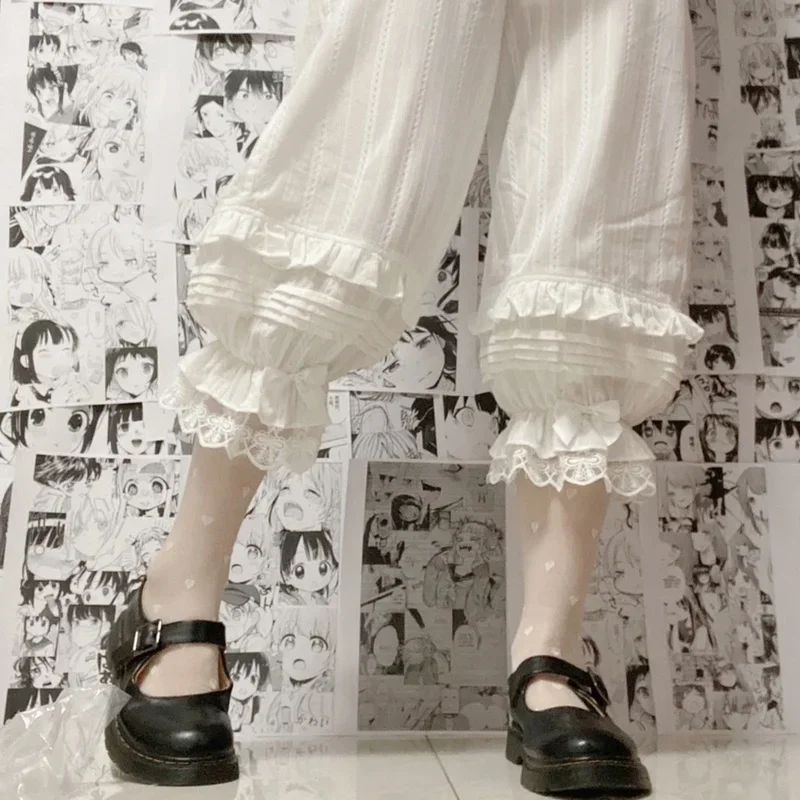 Pantalones cortos de seguridad de Lolita para mujer, bragas con volantes Kawai JK, cintura elástica de algodón, bombachos de Victoria, estilo japonés