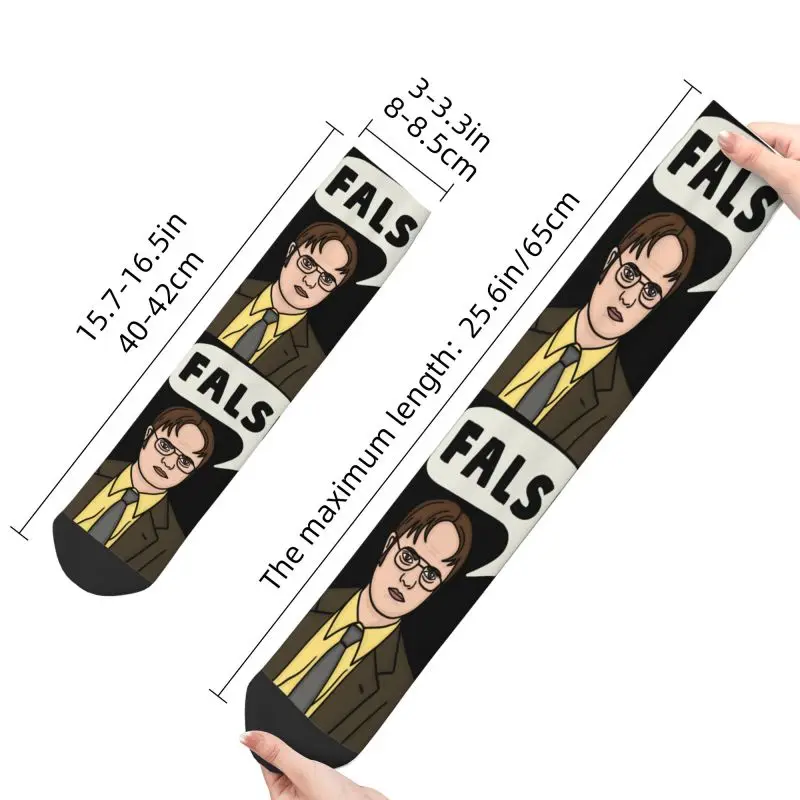 Dwight Schrute False Men's Crew Socks Unisex Fun The Office TV Happy Pattern Spring Summer Autumn Winter Dress Socks