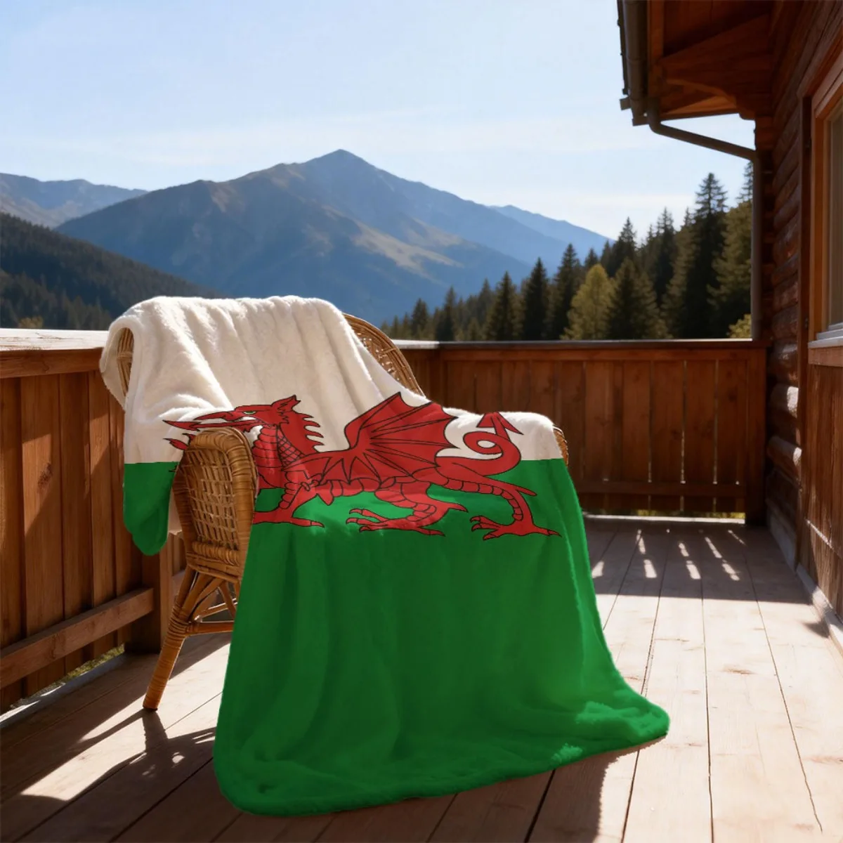 Wales Flag Throw Blanket UltraSoft Lightweight Flannel with Vibrant Red Dragon on Green & White, AllSeason Cozy Blanket for Bed,