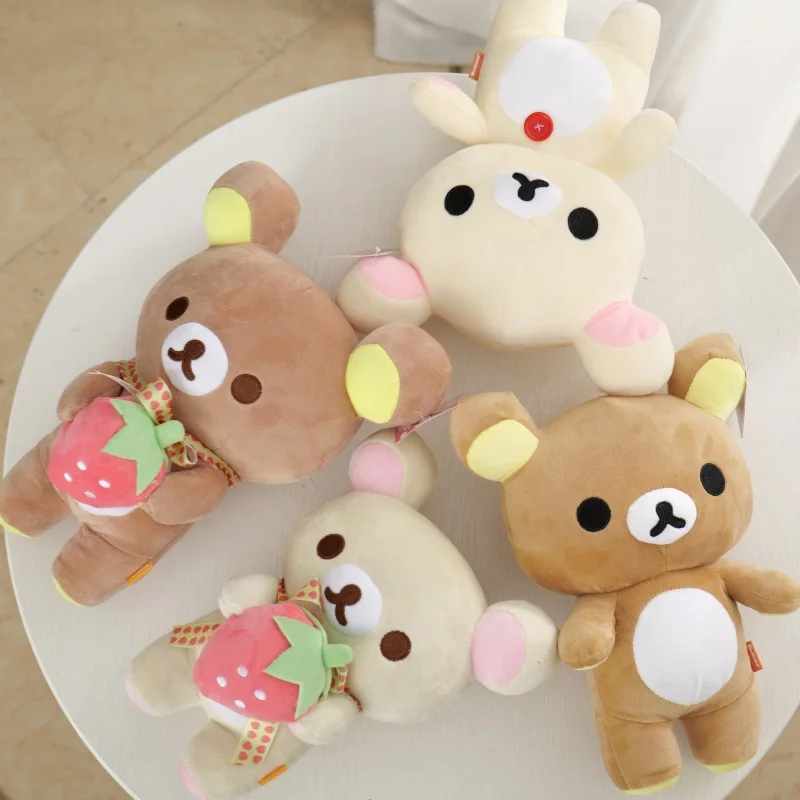 Kawaii truskawkowy Rilakkuma pluszowa lalka Anime pluszowy miś miś Rilakkuma element ubioru szop pracz pluszak Pelcuhe wypchana lalka prezent dla