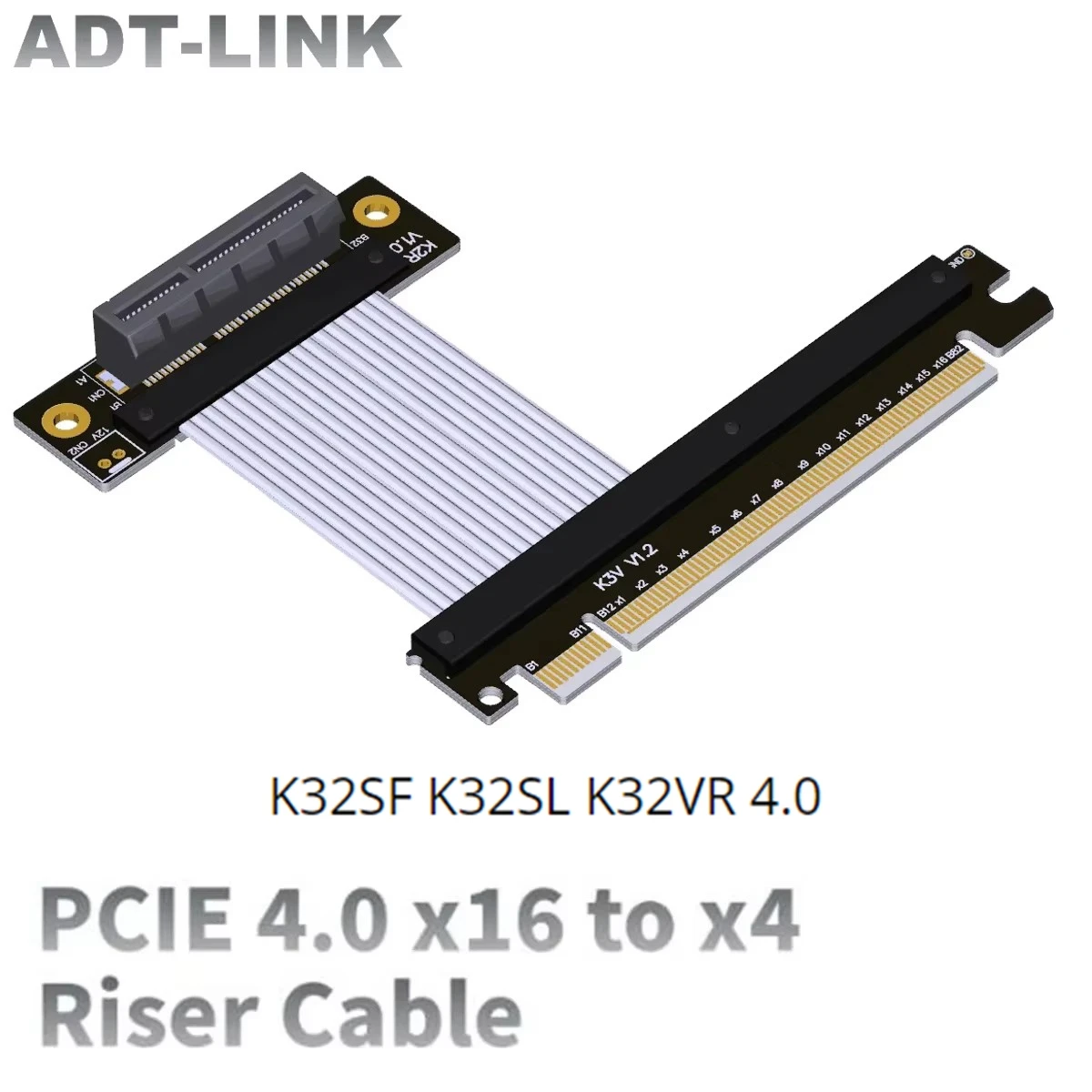 

ADT PCIe 4.0 PCI Express X4 Card to X16 Slot Extension Cable Riser Extender Adapter PCI-E 4x Female to 16x Male Gen4 for GPU SSD