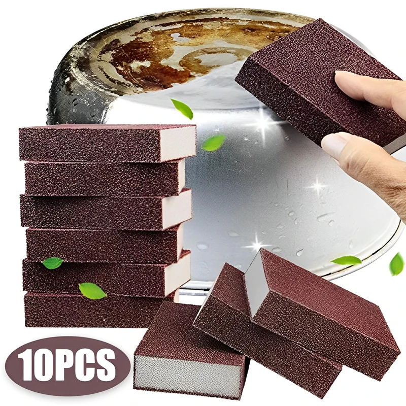 10/1Pcs Strong Sponge Eraser Carborundum Removing Rust Cleaning Brush Descaling Clean Rub for Cooktop Pot Kitchen Sponge