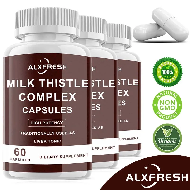 Milk Thistle Capsules Protect and Repair Liver Cells Detoxify and Eliminate Alcohol Damage and Have Anti-inflammatory Effects