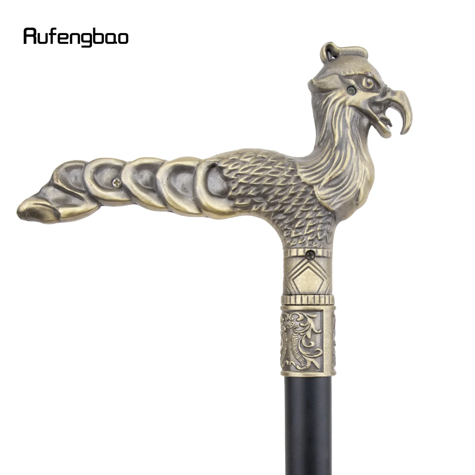 Copper Phoenix Long Tail Cane Crosier Knob Walking Stick Cane For Halloween For Cosplay And Parties, For Cosplay & Party