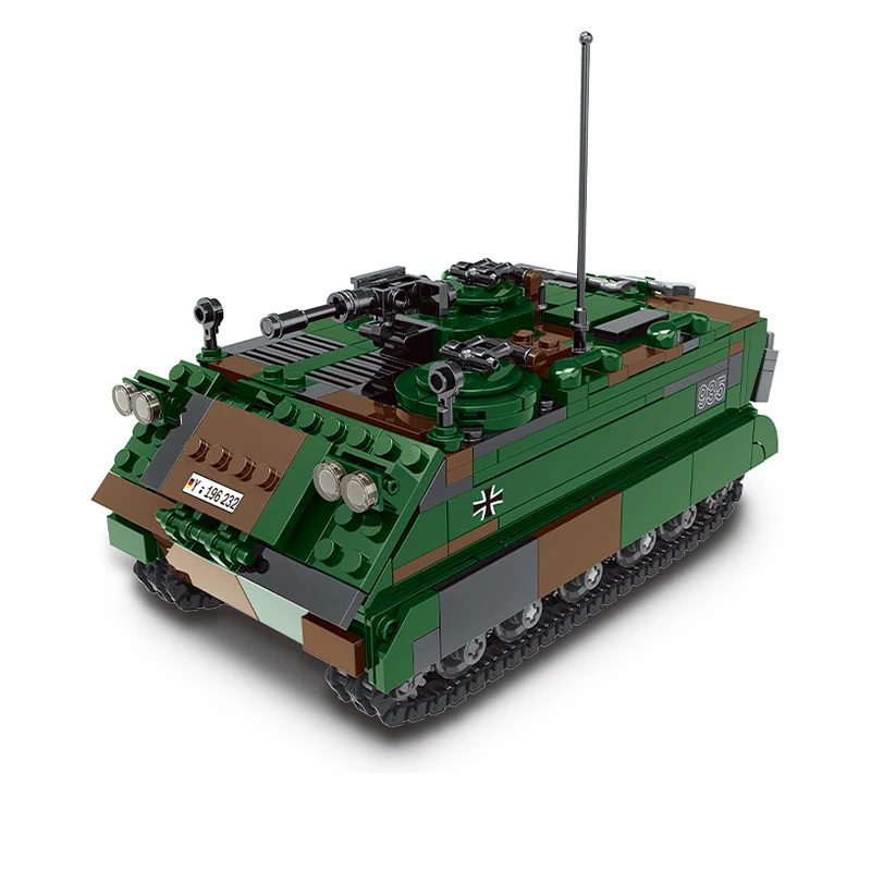 The New Military high-tech Weapon Army German 8×8 Tank Carrier Cheetah M113 Armored Car Building Blocks WW2 Bricks Toys