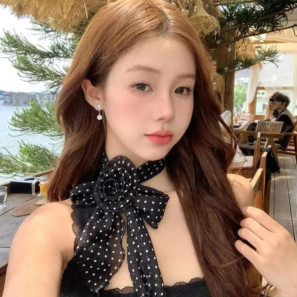 Модный шелковый шарф с леопардовым принтом, съемный галстук «сделай сам», головной платок с цветком, лента, шарф с розой для женщин и девочек