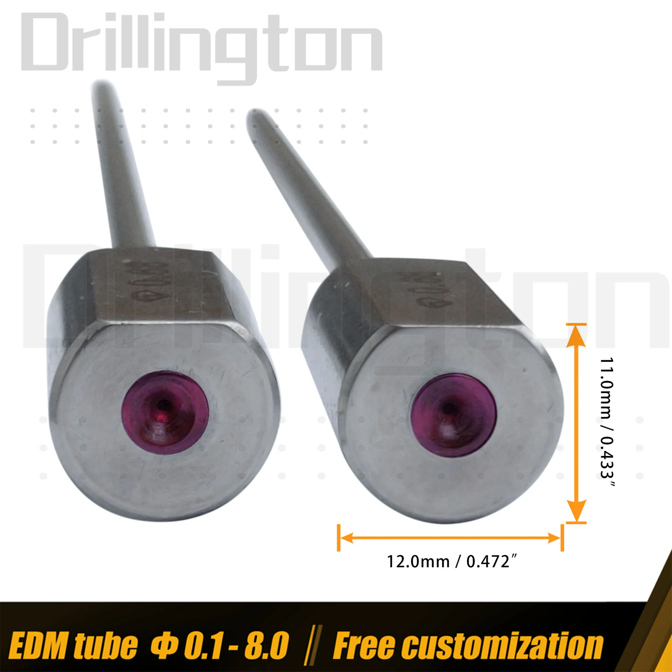 EDM Electrode Guide , 12 x 120 Long Guide , 0.15-1.0 , Ruby , EDM Tube Guides, Drilling Parts Holder for EDM Small Hole