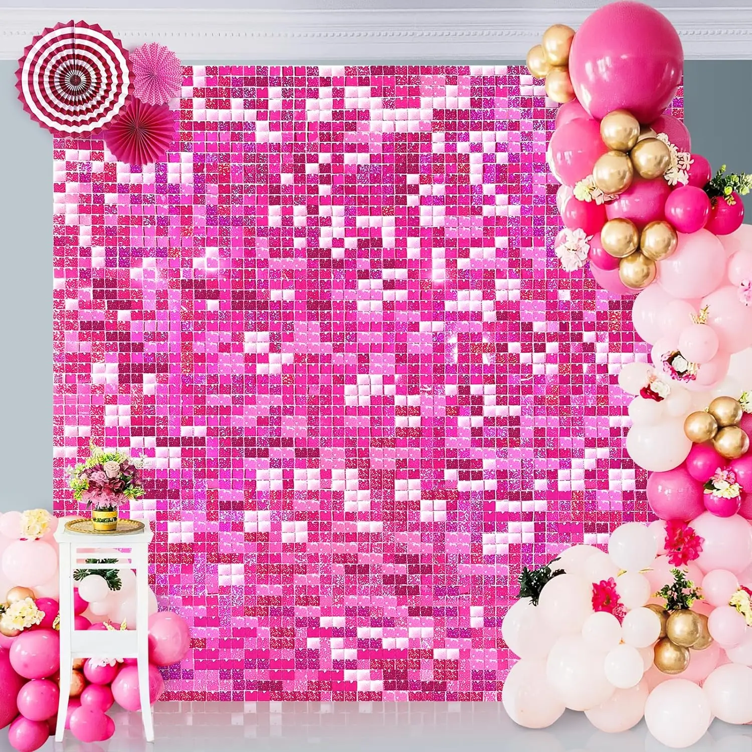 

Shimmer Wall Backdrop Hot Pink Shimmer Wall Panels Party Backdrop Glitter Photo Background Sequin Backdrop for Birthday Annivers