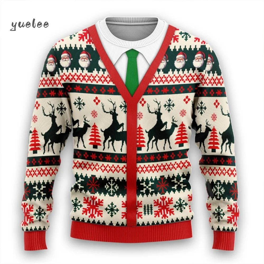

Tie Ugly Christmas Sweater Santa Cosplay Sweatshirt For Women Mens Funny Xmas Ugly Sweaters Bachelor Party Suit Pullovers Unisex