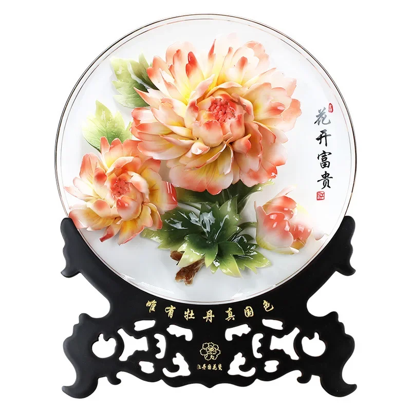

Luoyang Peony Porcelain Plate, Tang Sancai Ornament, Living Room TV Cabinet, Creative Decoration, Handmade Art