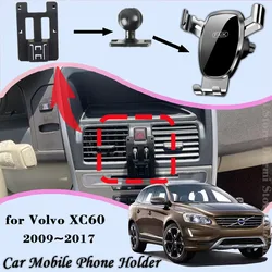 Car Mobile Phone Holder Fit for Volvo XC60 2009~2017 2015 Air Vent Car Mount Cellphone Bracket Gravity Stand Sticker Accessories