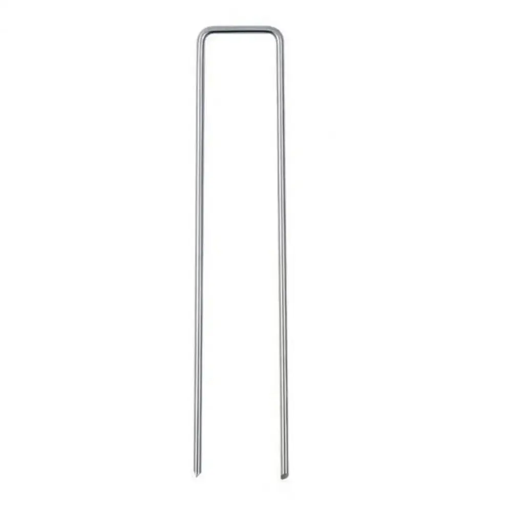 100 قطعة من الصلب على شكل حرف U حصة أرضية مضادة للصدأ خالية من الانحناء أظافر أرضية مقاومة للصدأ متينة على شكل حرف U دبابيس عشب الحديقة #2