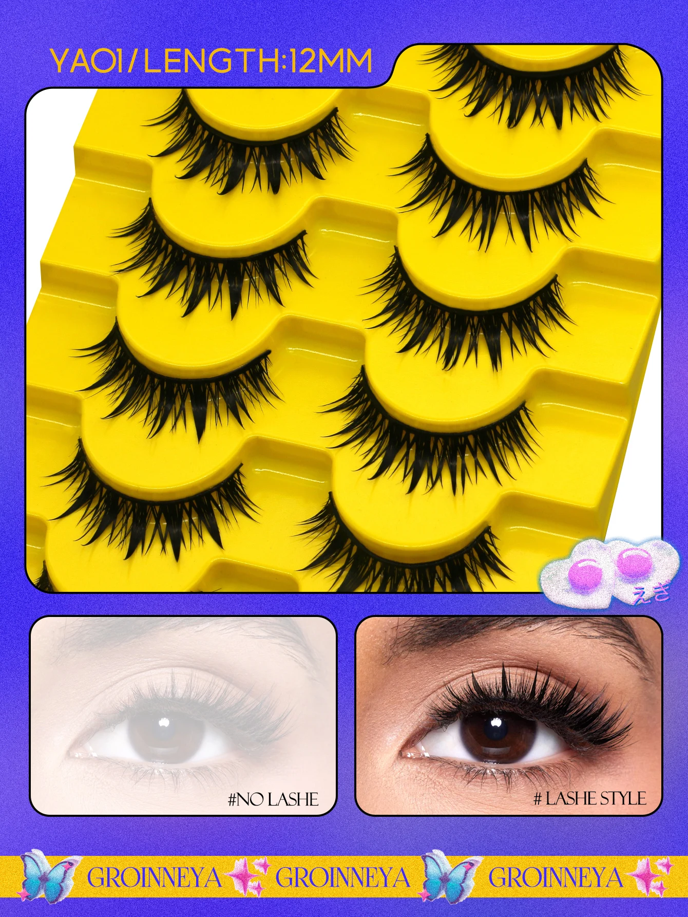 Veltrinay Manga Lashes Eyelashes Cross Wispy 3D Faux Mink Natural False Lashes Eyelash Extension Fake Lashes Makeup