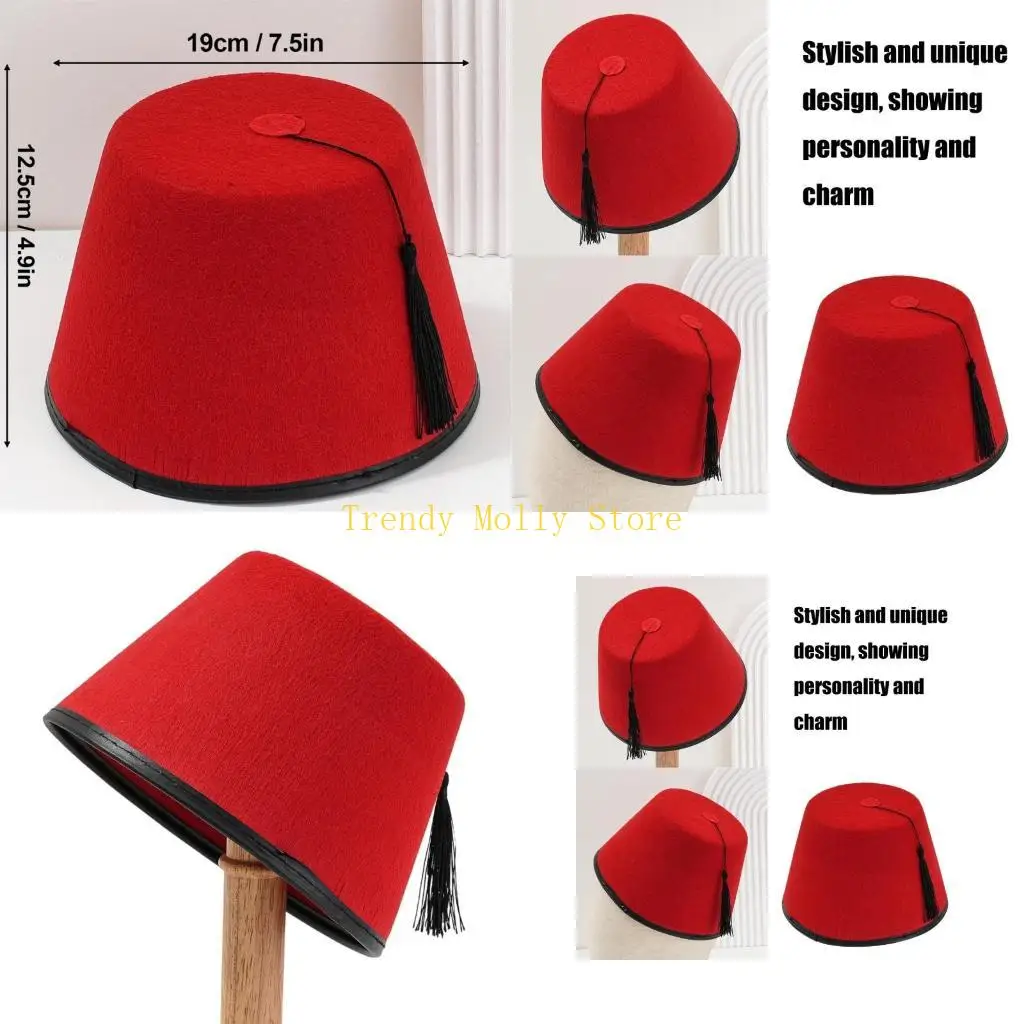 

N5KB Elegant Turkish Hat Stylish Moroccan Headwear with Decorative Detail