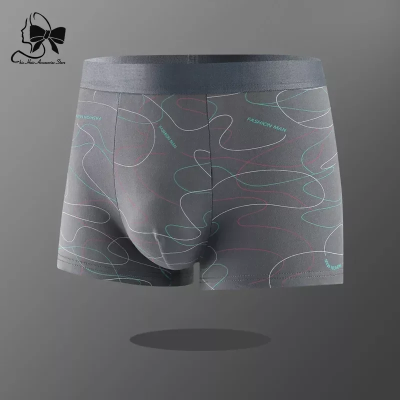 Comfortable Shorts Men Underwear Men\'s Printed Underpants U Convex Panties Solids Breathable Boxer Male Large Size Sexy