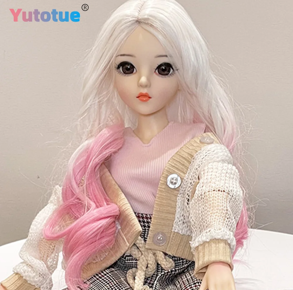YUTOTUE Bambola da ragazza da 24 pollici di altezza con set completo di vestiti rimovibili Abiti Parrucche ricci di colore sfumato Regalo giocattolo per bambini