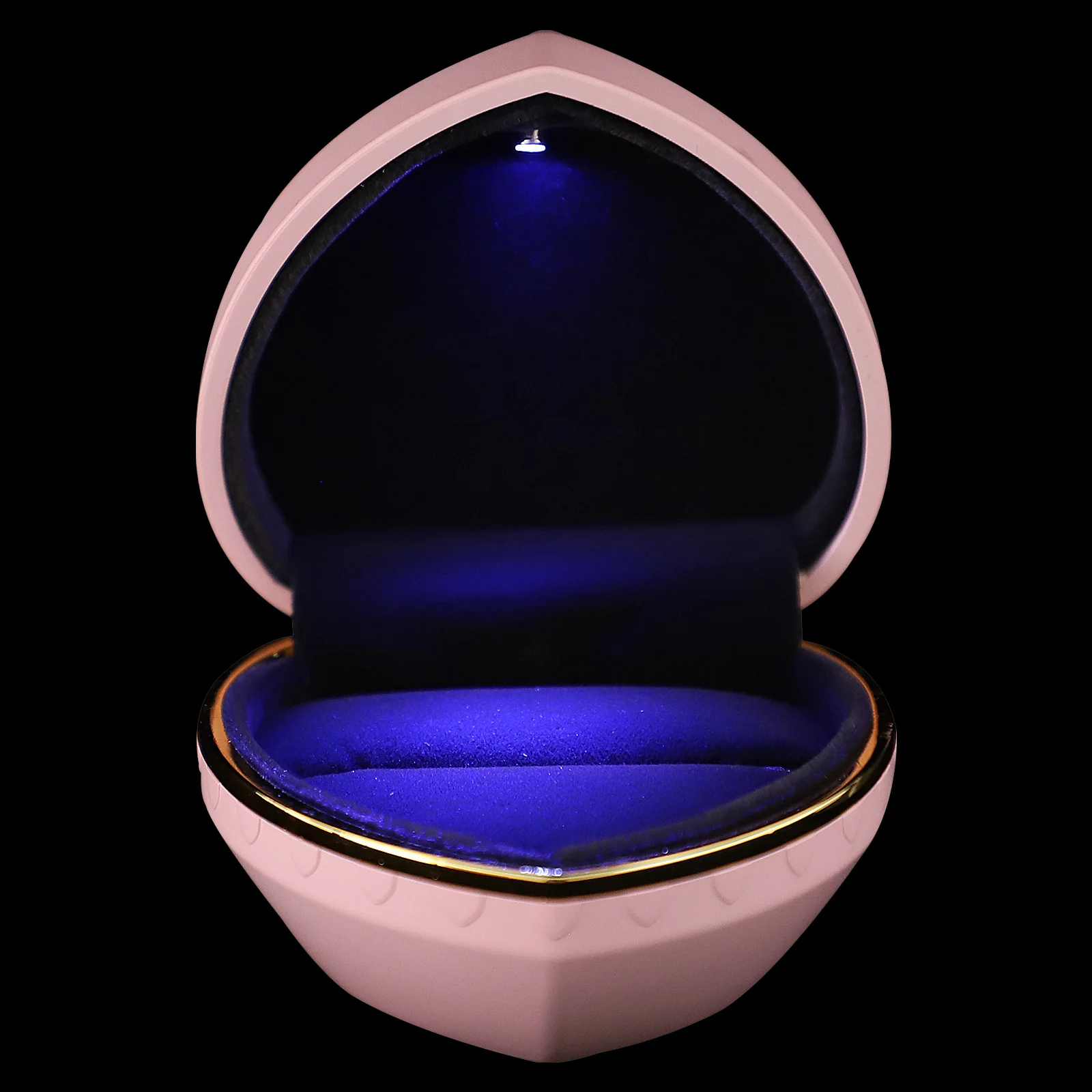 

Светящаяся креативная коробка для колец в форме сердца, контейнер для светодиодного освещения, тонкая текстура, удобный на ощупь, идеально подходит для особых мероприятий