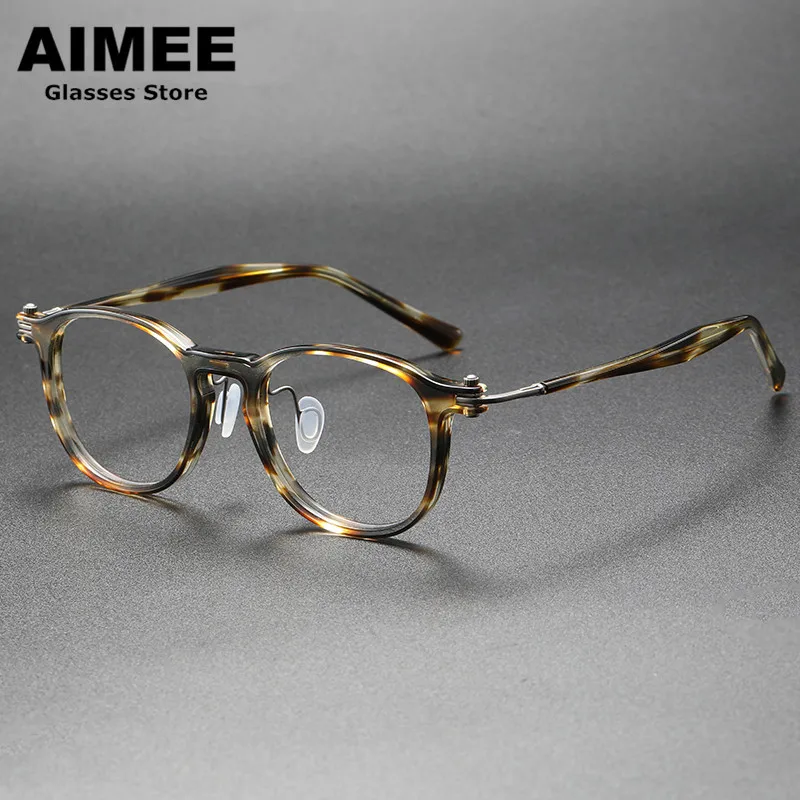 

Japanese Acetate Titanium Glasses Frame Men Vintage Square Prescription Eyeglasses frames Women Optical Spectacles Eyewear GAFAS