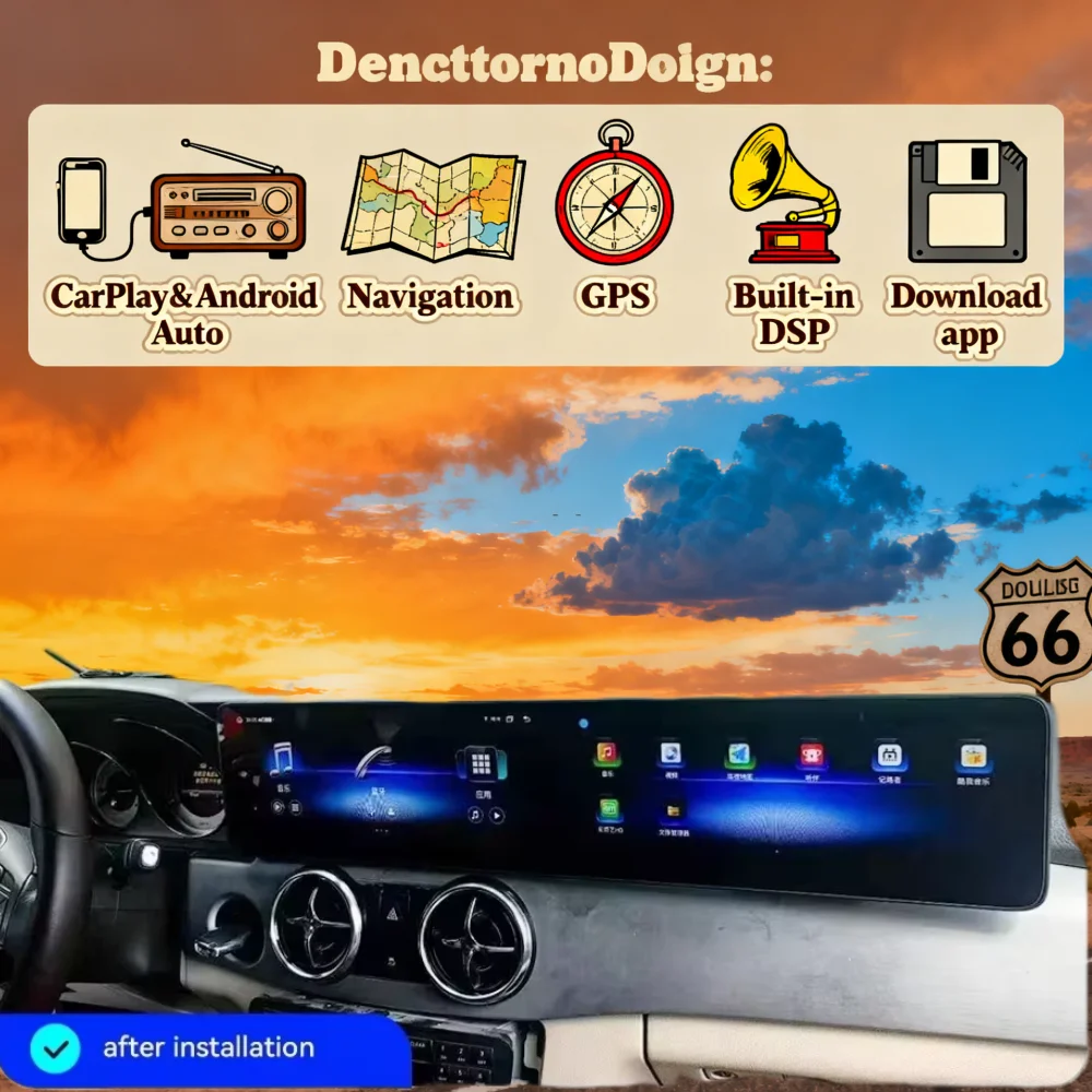 Dual Screen 25.6 inch Radio For Mercedes Benz GLK Class X204 2008-2015 Carplay  GPS Android Car  Multimedia Player Head Unit RHD