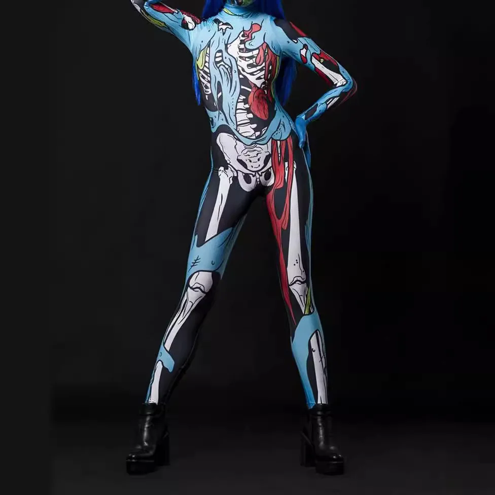 

New 3D Printed Zentai Bodysuit Adult Cosplay Robot Punk Women Jumpsuit Cosplay Costume Slim Halloween Carnival Holiday Outfit