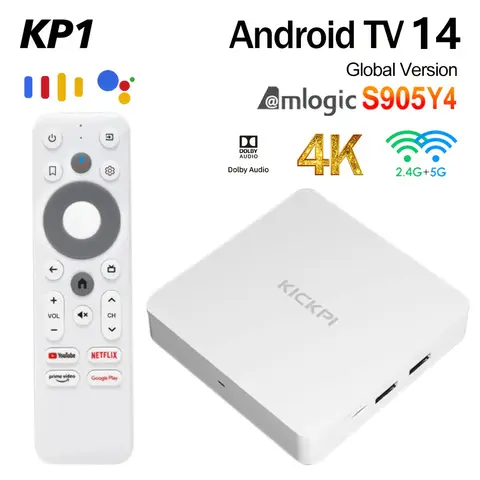 KICKPI KP1 TV Box Amlogic S905Y4 Google Certified Netflix 4K Android TV 14 Media Player 2G32G Support Chromecast Dolby BT5.0